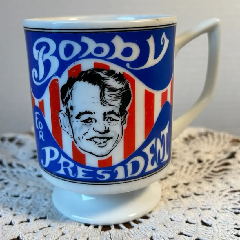 Vintage Bobby Kennedy Coffee Mug “Bobby For President” 4” Tall 1968