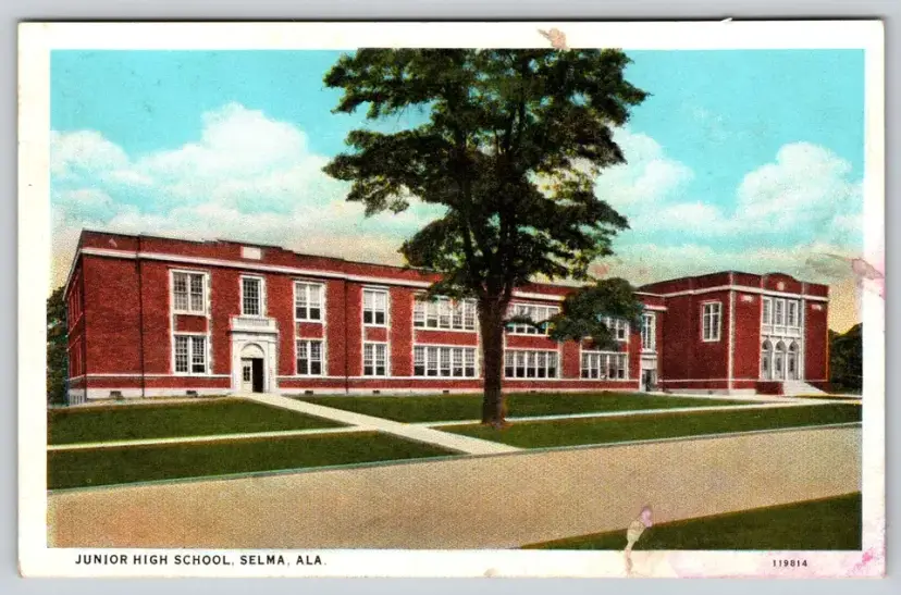 Postcard Junior High School Selma Alabama White Border -  3255