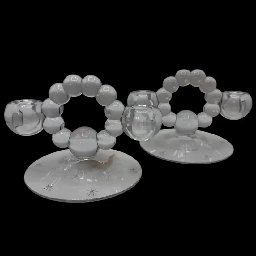 Imperial Candlewick Candlestick Double Candle Stick Holders Set Of 2