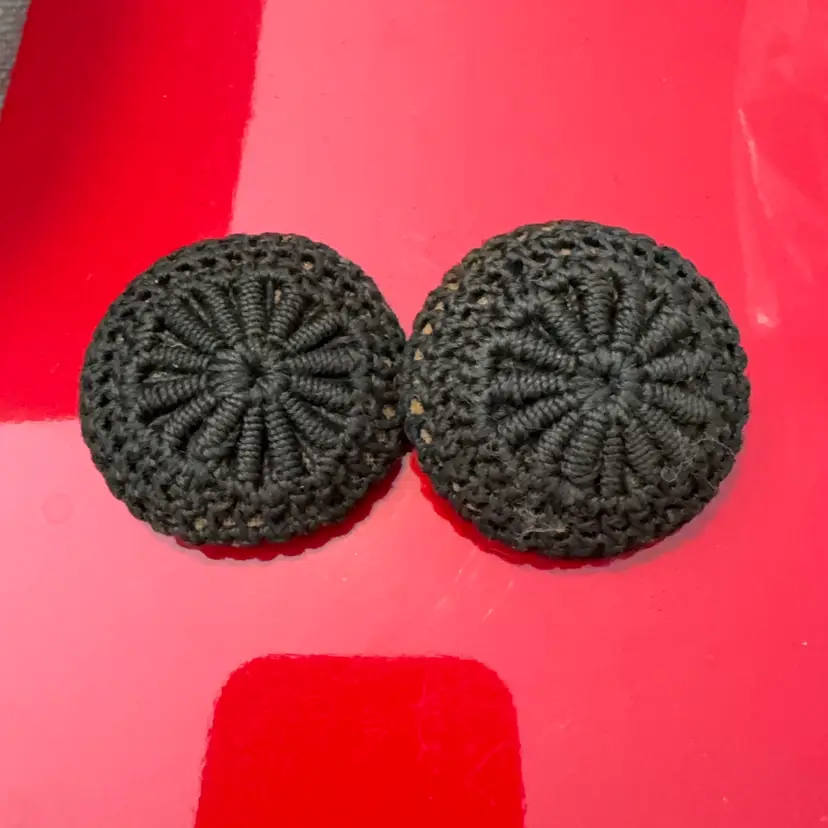 Lot Of Two Vintage Black Crochet Lace Buttons