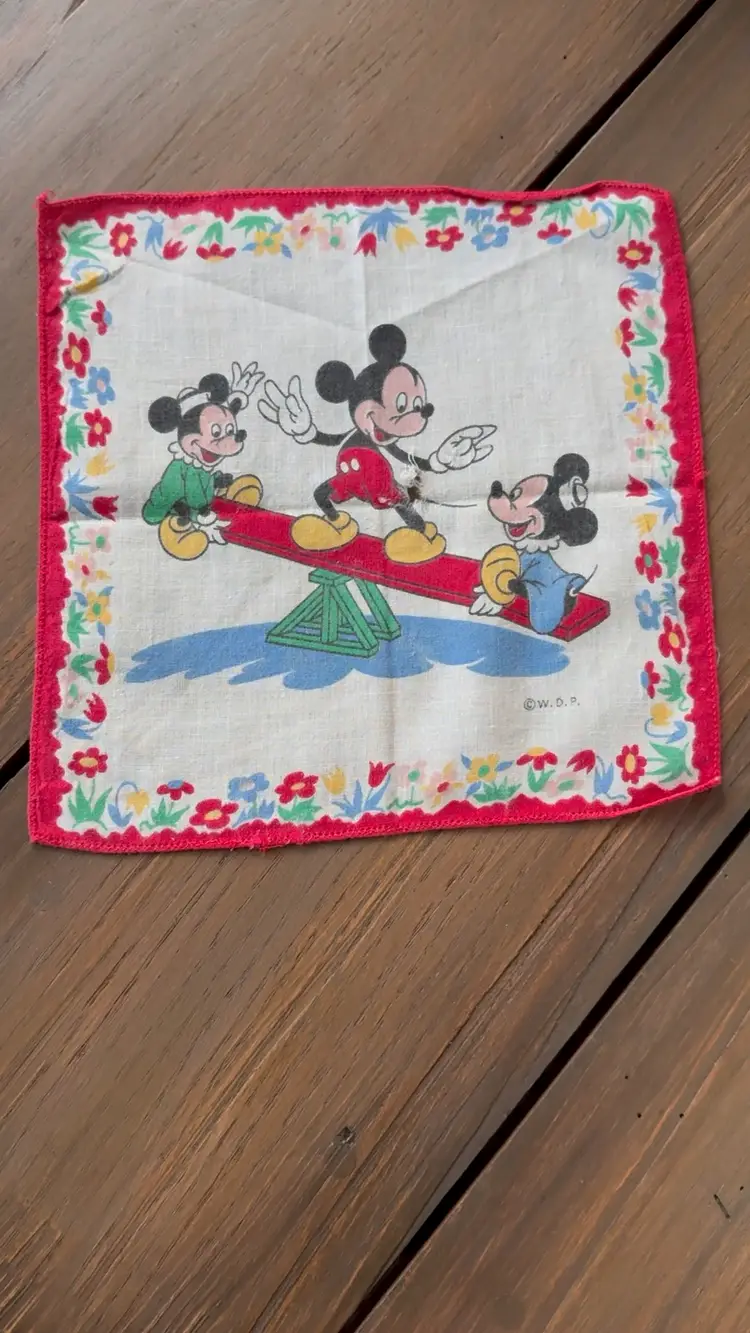 Vintage Walt Disney Productions Mickey And Friends Handkerchief
