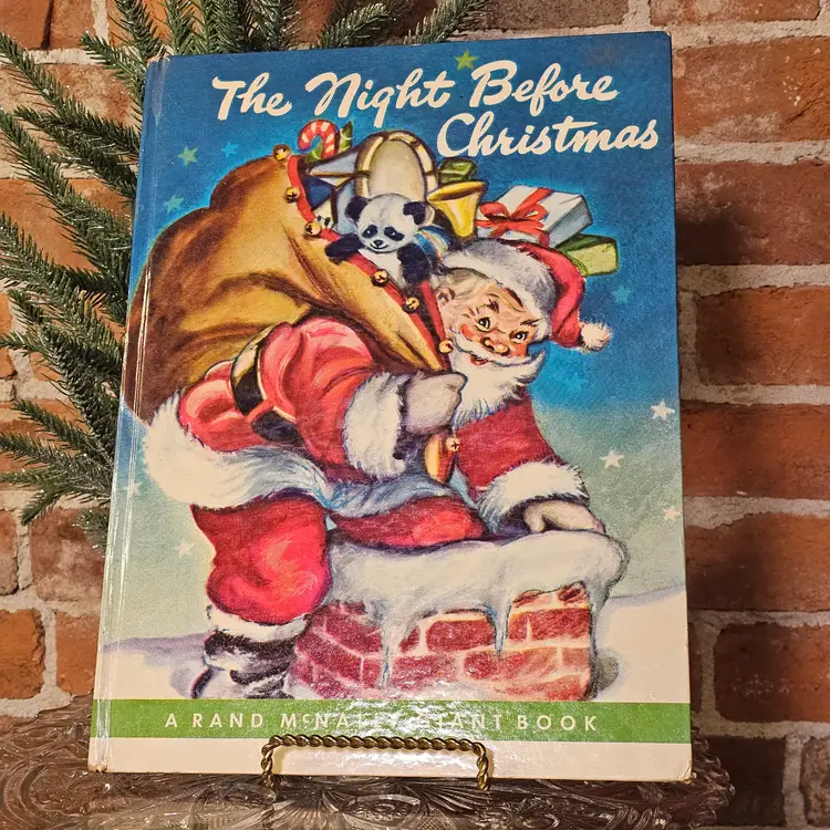 Vintage 1950 Rand McNally Giant Book The Night Before Christmas Elizabeth Webbe Illustrations HC