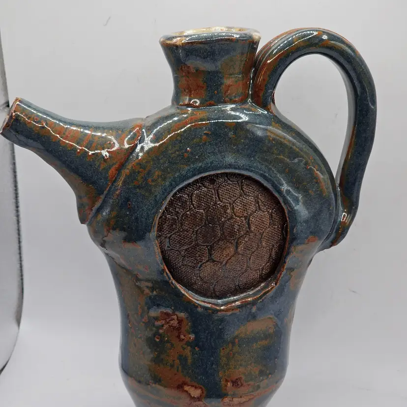 Studio Art Pottery Pitcher Vase Footed Vintage Signed Ralph Numbered