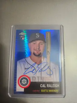 2022 Topps Chrome Platinum Cal Raleigh Auto Rookie Card Blue Prism #CPA-CR /99