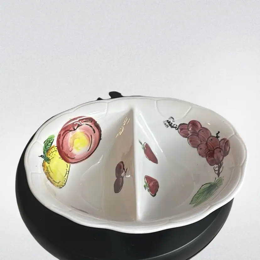 Hand Painted Fruit Ceramic Divided Bowl