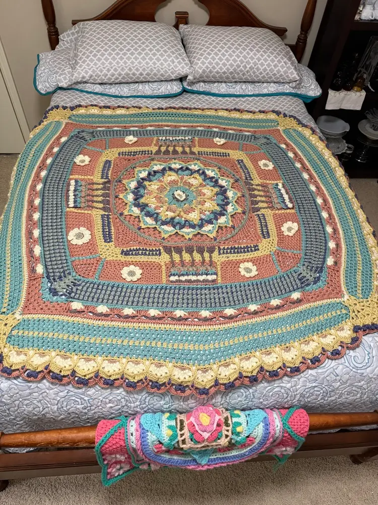 Made by Yours Truly! Green Tea South Western Crochet Large Blanket