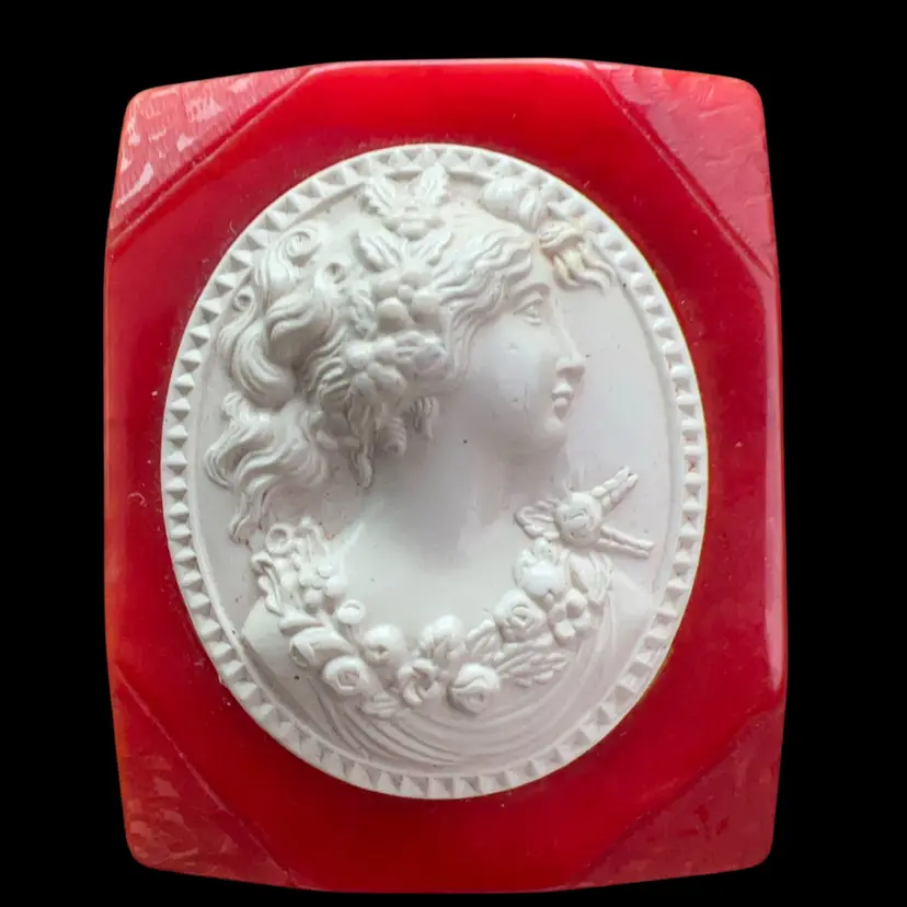 Vintage Bakelite Cameo 2x1.5” Rectangle Beautiful Rare Piece!