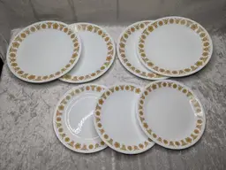 Corelle Butterfly Gold Dinnerware 10IN 4 Dinner 8.5" 3 salad Lunch Plates Vintage Livingware Made In USA 70s 80s Grandmas Kitchen Holiday