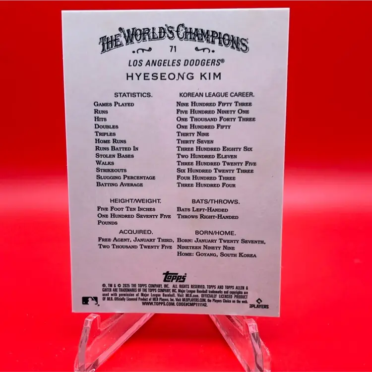 Hyeseomg Kim 2025 Topps Allen & Ginter Green Chrome 25/99 Los Angeles Dodgers