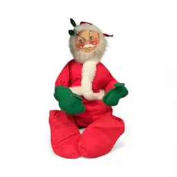 Vintage Large Plush And Felt Sitting Santa Annalee Figurine