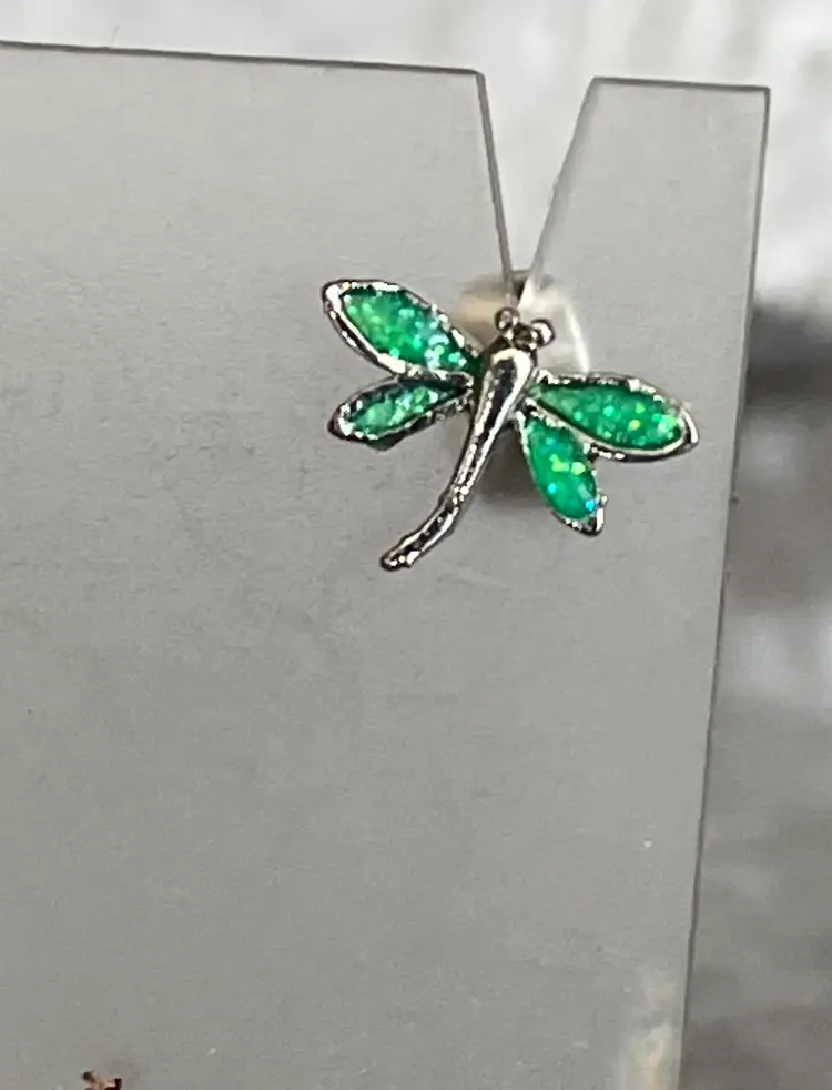 Opalite Dragonfly Post stud Earrings 1/2 inch wide