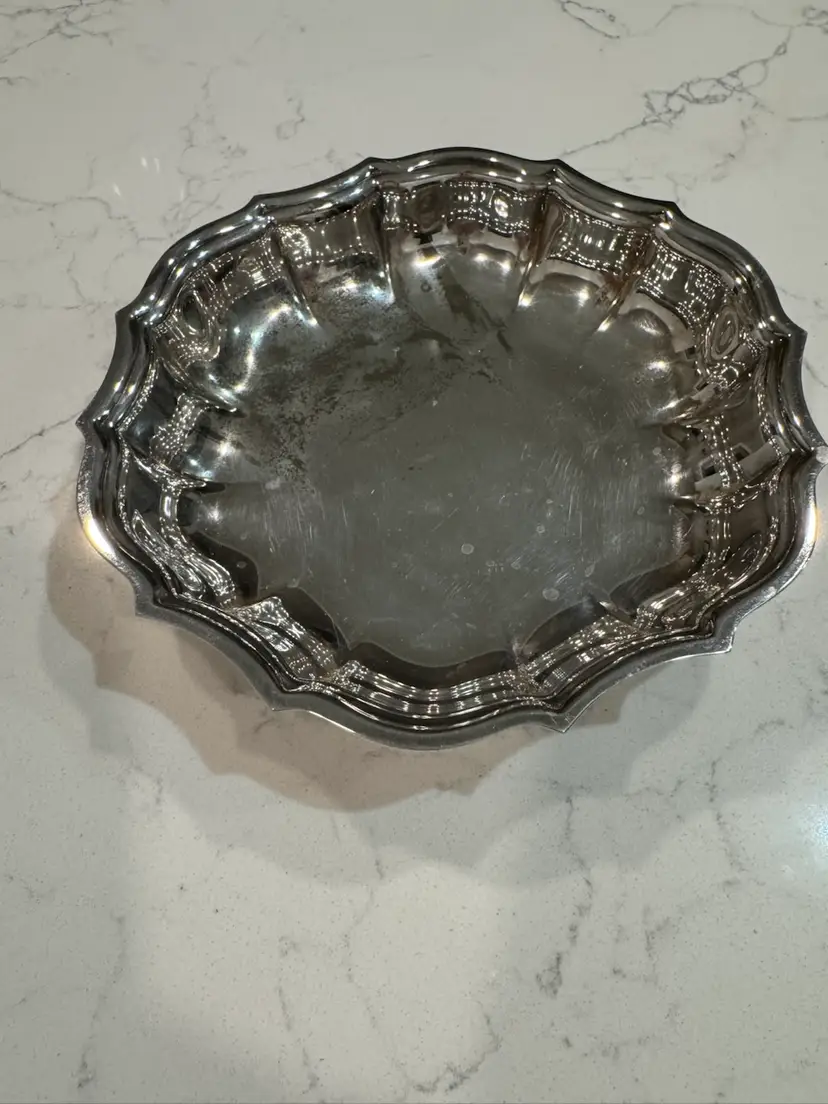 Ornate Scalloped Silver Plate Dish