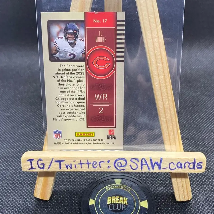 D.J. Moore 2023 Legacy Silver Mini Chicago Bears