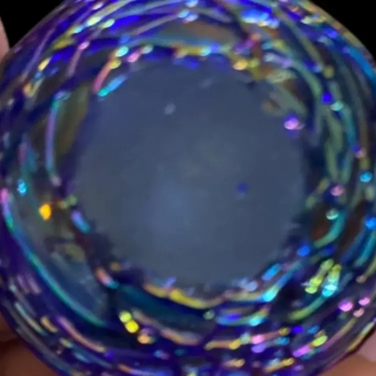 #35- Vintage Art Glass Paperweight - Rainbow Threading 2.5" Tall