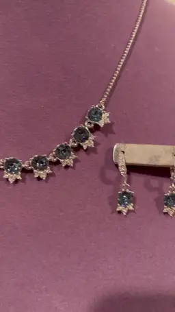 15. Givenchy Silver-tone Blue Crystal Necklace And Earring Set 20”