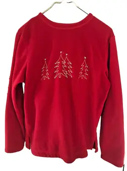 Womens Red Christmas Tree Pullover Sweater Holiday Editions 100%Polyester Medium