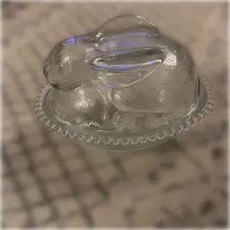 Vintage Clear Indiana Glass Bunny Rabbit On Nest Candlewick Edge Candy Dish - 7” long, 5.5” wide, and 5” tall