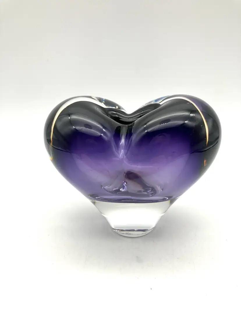 BIN - Vintage Rosenthal Purple Heart Glass Sommerso Bud Vase Paperweight - Brazil
