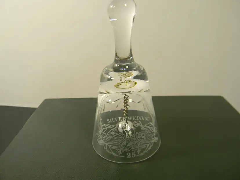 25th Silver Wedding-Anniversary Bell (two Birds looking at each other)