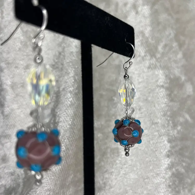 #77 "Arizona Grape Slushies" Series - Mini Perfume Bottle - Handmade by Me -- Lampwork Glass Earrings