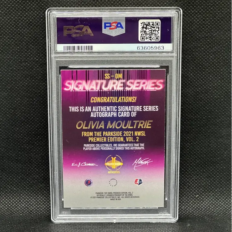 Olivia Moultrie 2021 Parkside NWSL Signature Series Autograph Blue Ink PSA Authentic 10 Grade Autograph Portland Thorns Soccer Card