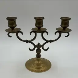 Vintage Brass 3 Ornate Arm Candelabra Has Lots Of Patina