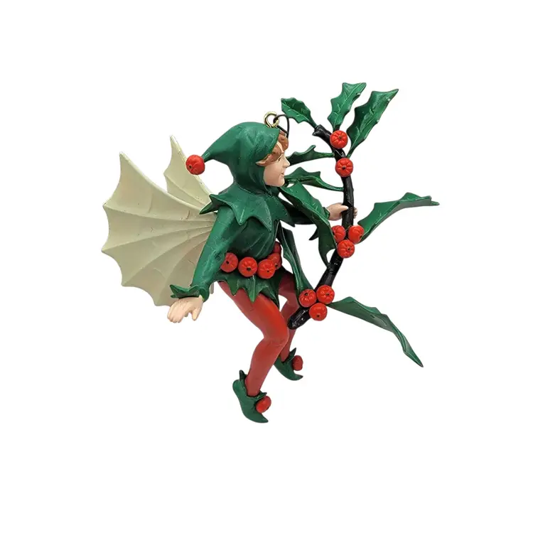 Enesco Holly Fairy Ornament Festival of Flower Fairies Figurine In Box