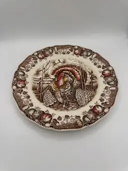 Johnson Bros His Majesty Dinner Plate W/ Hand Engraving 10 1/2” Turkey Vintage