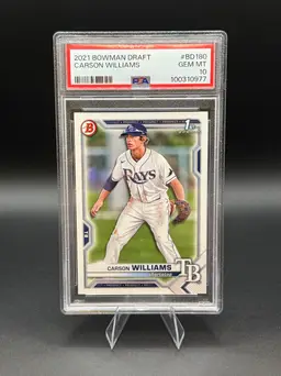 Carson Williams PSA 10 2021 Bowman Draft #BD 180 Tampa Bay Rays