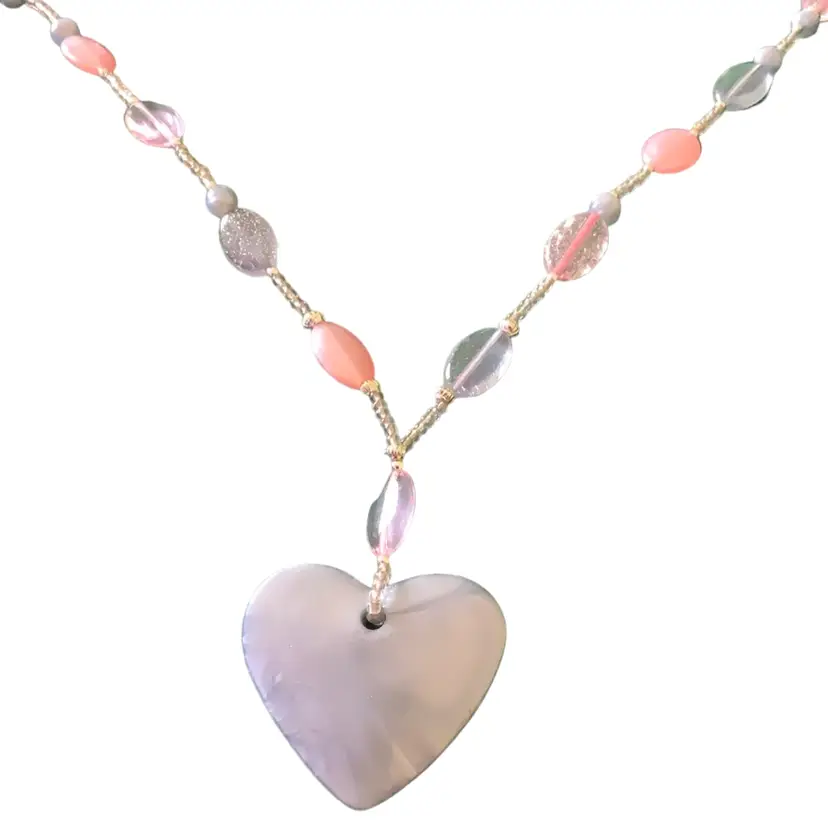 Vintage Pink And Mauve Beaded Costume Jewelry Necklace 