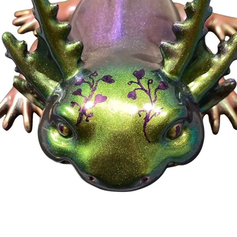 Purple And Green Color Shifting Resin Axolotl Handmade Figurine
