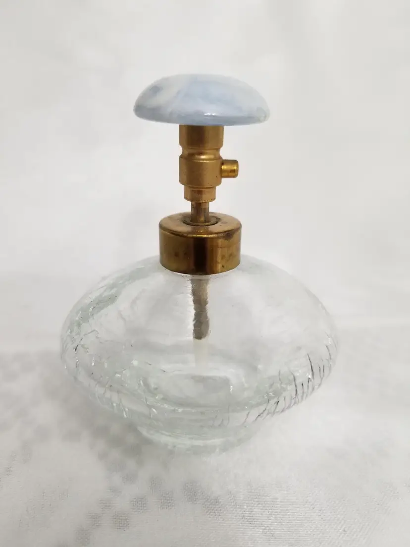 #123 Vintage DeVilbiss Crackle Glass Perfume Bottle Atomizer