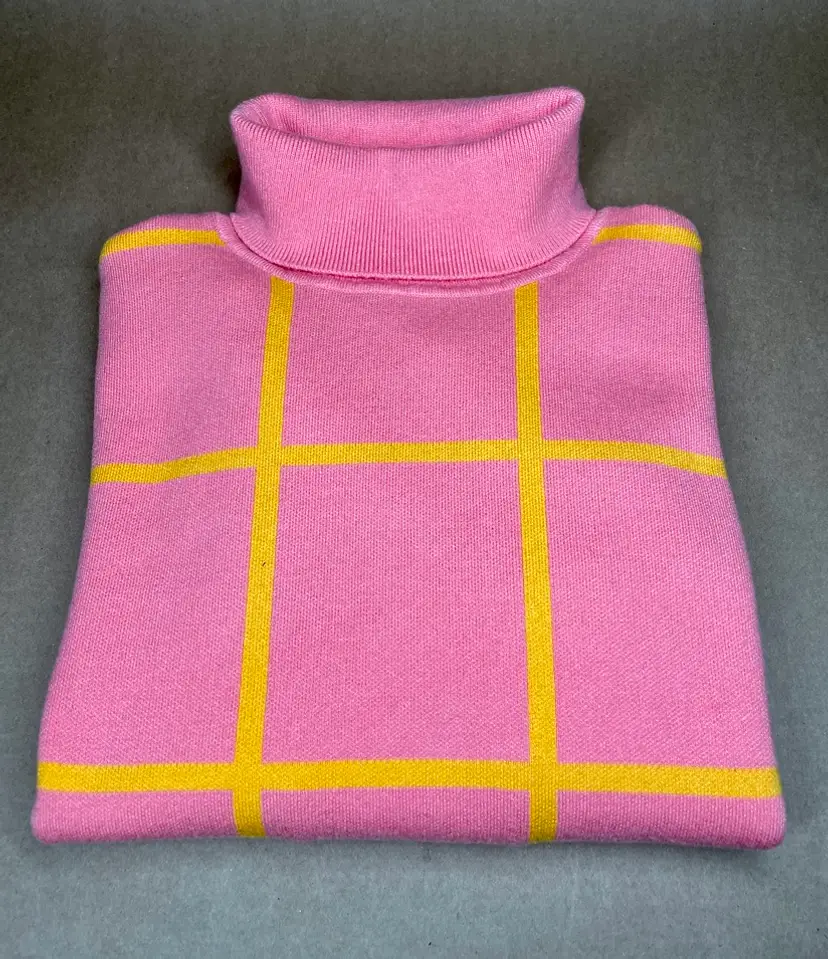 PINK LADY Turtleneck Women's Sz SMALL Pink Yellow Striped Acrylic Polyester Nylon