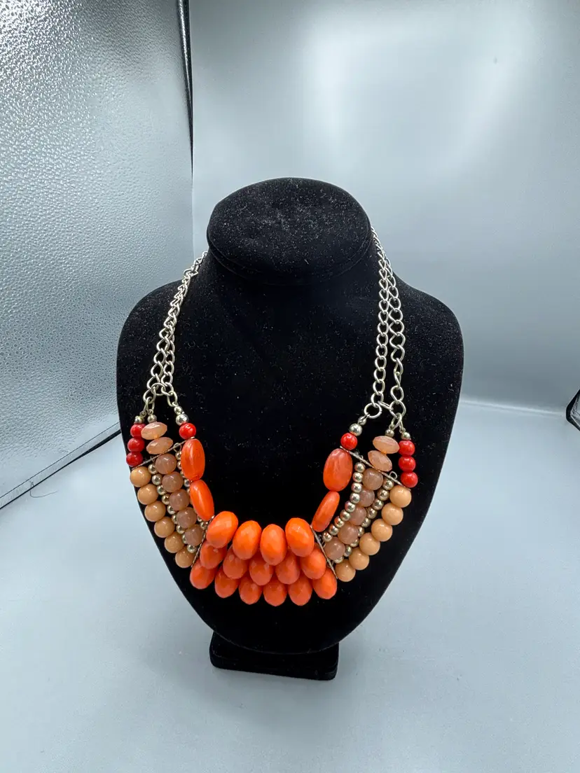 Choker style Orange Costume Necklace