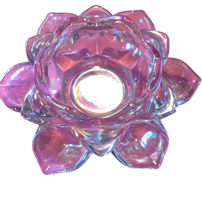 Glass Lotus Flower Candlestick Holder