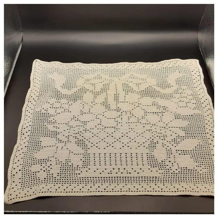 Vintage Off White Crocheted Dresser Scarf