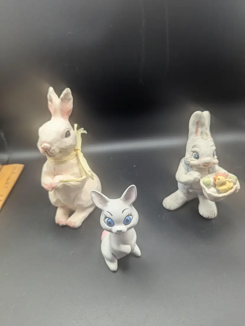 Charming Vintage Bunny Figurine Trio Variety