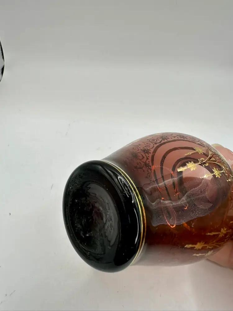 Amethyst Vecchia Murano Vase Venetian Art Glass Gold Gilt 4 1/4”