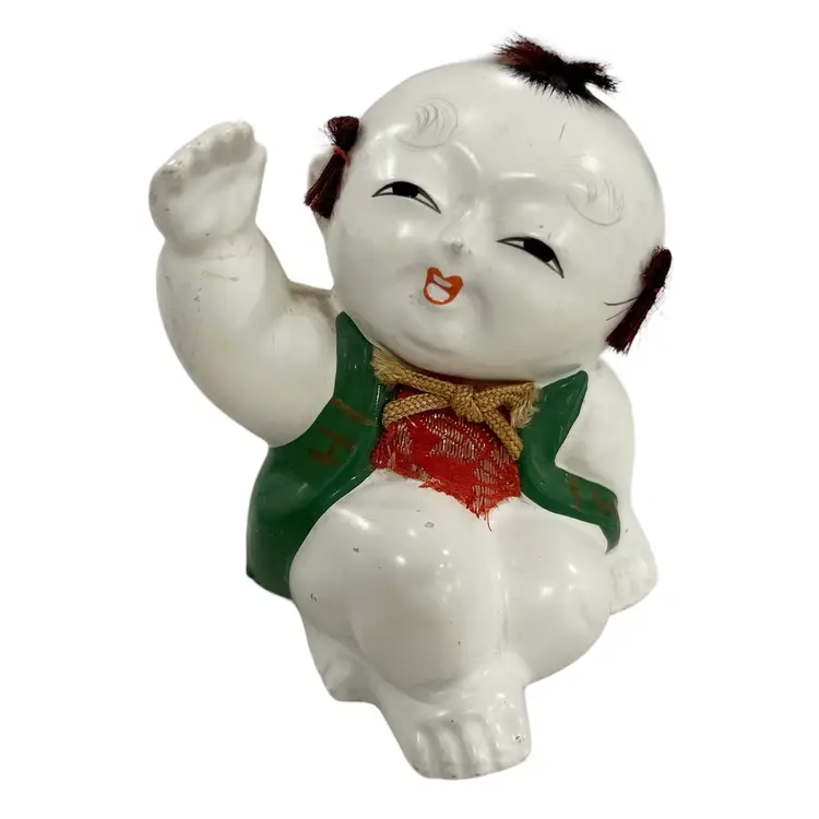 Vintage Japanese Porcelain Ningyo Style Gosho Doll Child Sitting