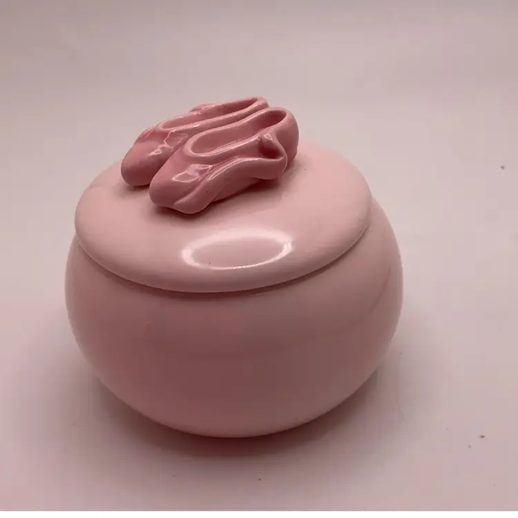 VTG Ballet Slipper Lidded Trinket Box Roman Japan 2.25"