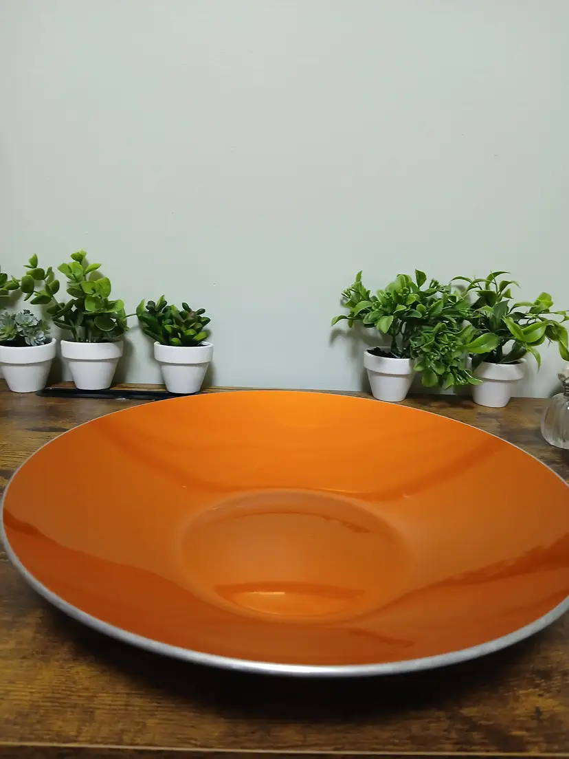 Retro Orange Enamel Emalox Serving Bowl Norway 012