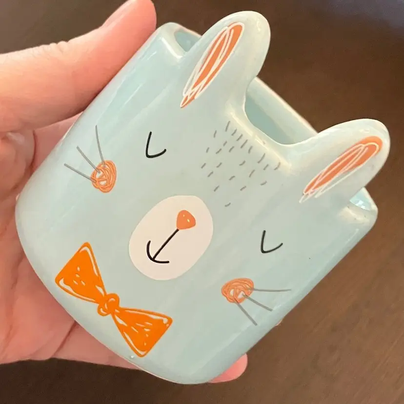 Cute Ceramic Blue Bunny Cup Bow Tie