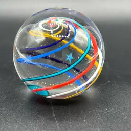 Multi Color Swirl Paperweight With Stars