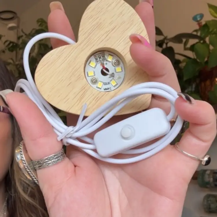 Led Sphere Stand Wooden Heart