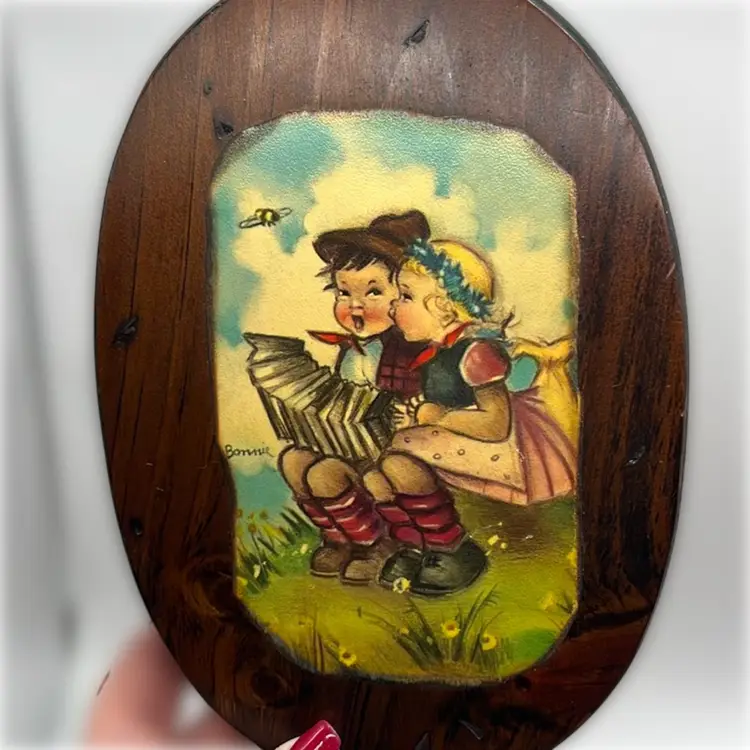 Wooden Hummel Wall Plaques Pair | 8”