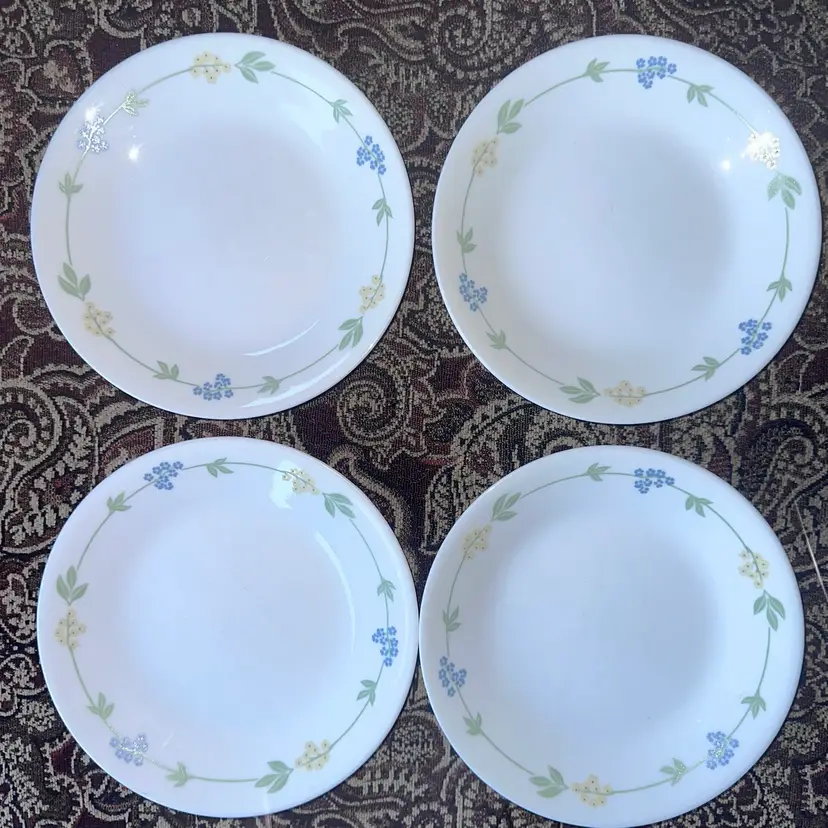 Vintage Corelle Secret Garden 6.75" Appetizer Bread Dessert Plates USA Set Of 4