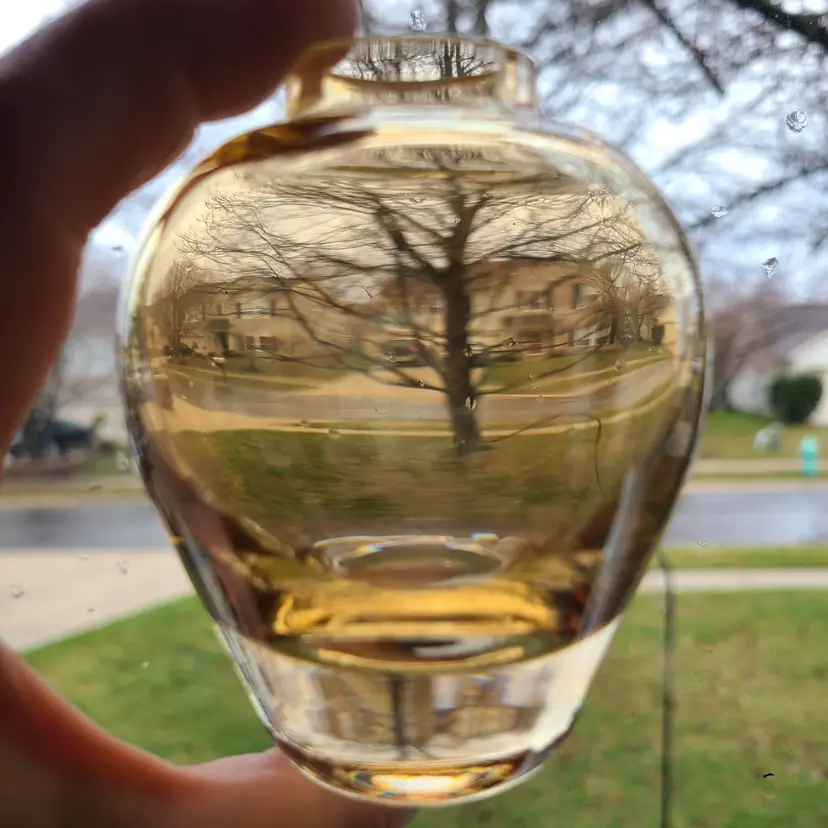 Irridescent Marigold Blown Glass Small Bud Vase