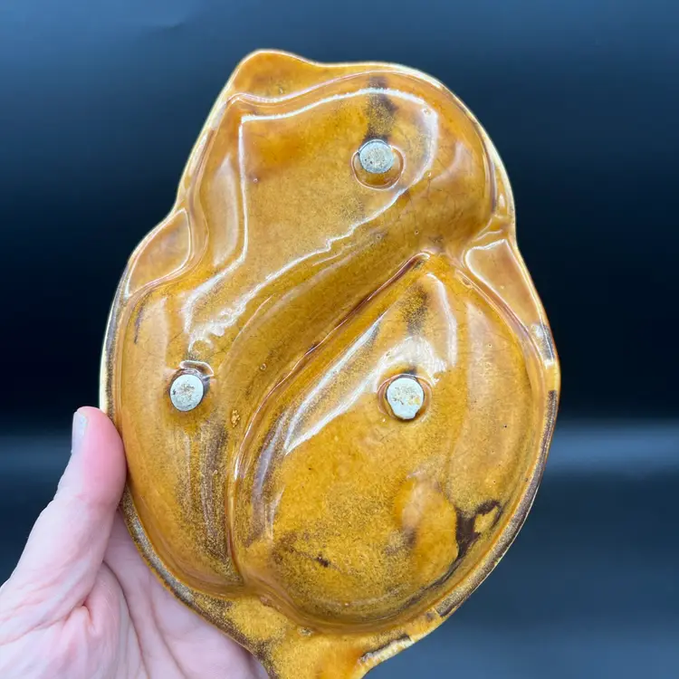 California Pottery MCM Mustard/Brown Ashtray