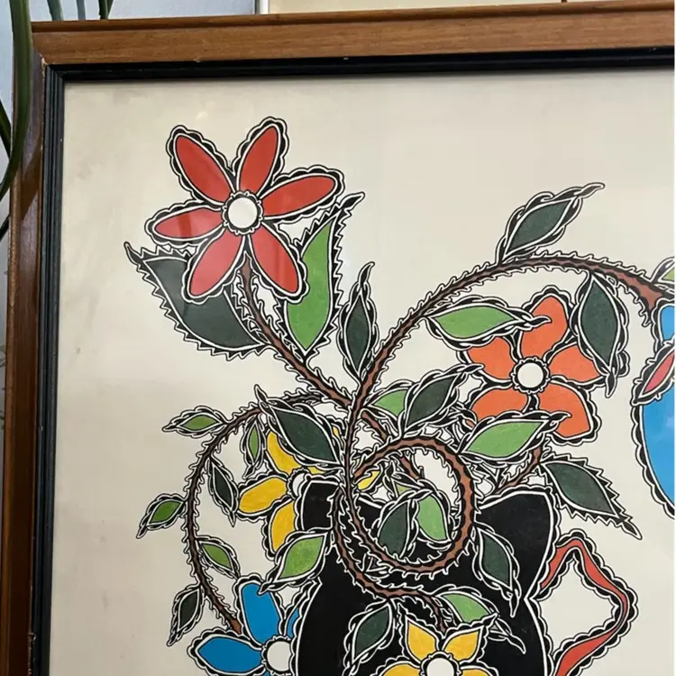 Vtg 1958 Mid-Century Framed Floral Arrangement American Traditional Style Art