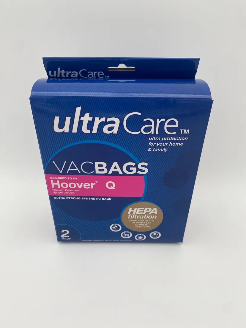 UltraCare Hoover Q Vac Bags 2-Pack - Hepa Filtration Vacuum Cleaner Bags - New